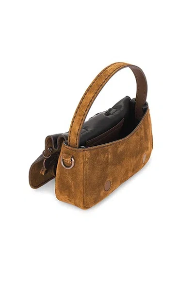 Acne Studios Multipocket Mini Suede Crossbody Bag In Brown