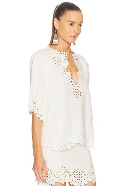 Isabel Marant Étoile Blusa Bianca A Maniche Corte Con Scollo A V E Orlo Smerlato Marant Etoile In White