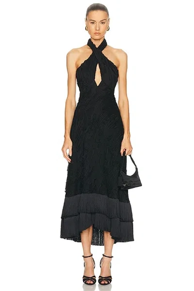 Alexis Ambrosio Halterneck Tiered Midi Dress In Orange