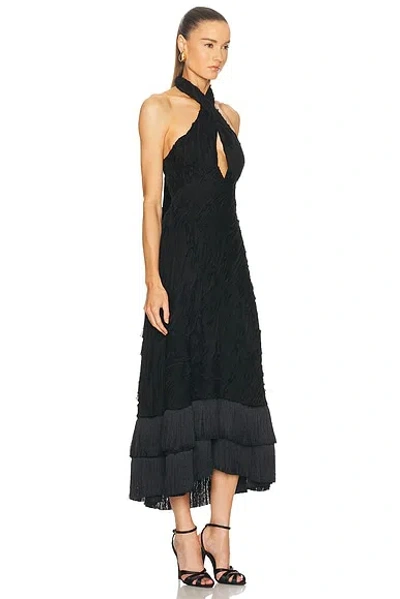 Alexis Ambrosio Halterneck Tiered Midi Dress In Orange