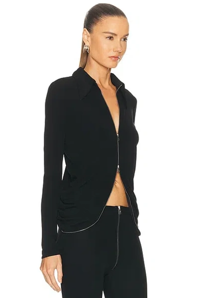 Alexander Wang Draped Back Zip Shirt In Crepe Jersey In Black