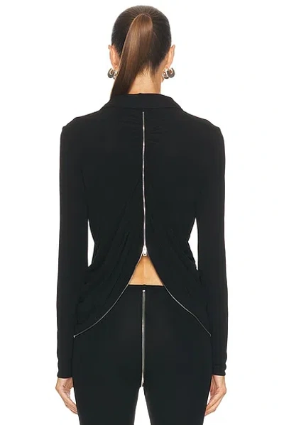 Alexander Wang Draped Back Zip Shirt In Crepe Jersey In Black