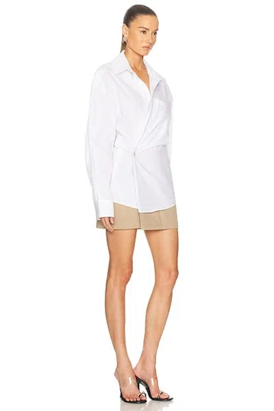 Alexander Wang Pre-styled Mini Wrap Dress In Twill In White
