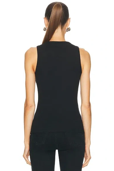 Burberry Ribbed Adjustable Drawstring Tank Top With Equestrian Knight Design In Black
