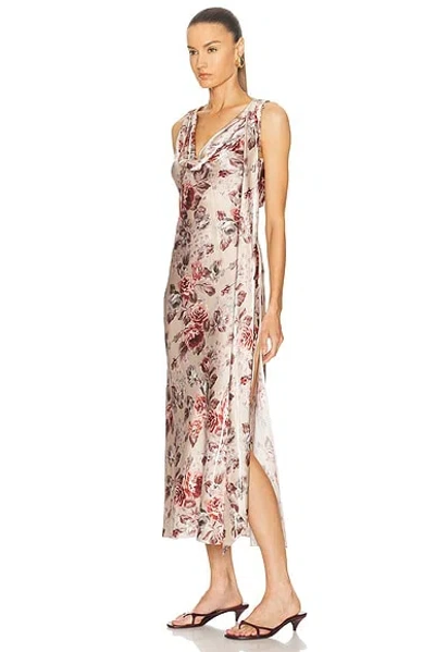 Acne Studios Womens Multi Beige Dotti Floral-print Satin Midi Dress In Pink