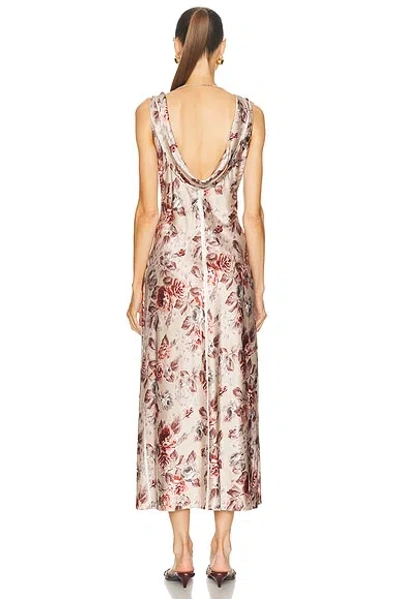 Acne Studios Womens Multi Beige Dotti Floral-print Satin Midi Dress In Pink