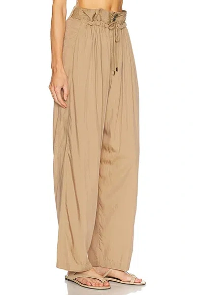 Isabel Marant Inaya High Waist Gathered Straight Leg Pants In Brown