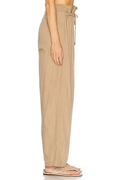 Isabel Marant Inaya High Waist Gathered Straight Leg Pants In Brown