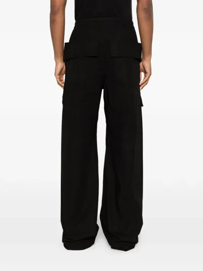 Rick Owens Drkshdw Creatch Wide-leg Cotton-blend Canvas Drawstring Cargo Trousers In Black