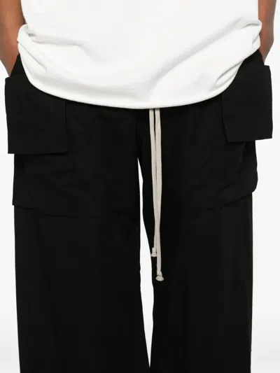 Rick Owens Drkshdw Creatch Wide-leg Cotton-blend Canvas Drawstring Cargo Trousers In Black