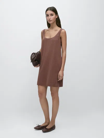 Massimo Dutti Strappy Mini Dress In Brown