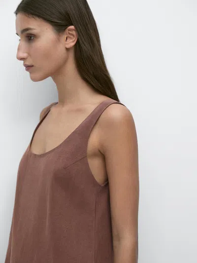 Massimo Dutti Strappy Mini Dress In Brown