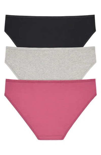 Dkny 3-pack Cotton Blend Bikinis In Multi