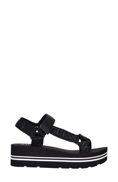 Guess Avin Platform Sandal In Black