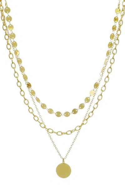 Adornia 14k Gold Plated 3-layer Toggle And Confetti Necklace In Gold