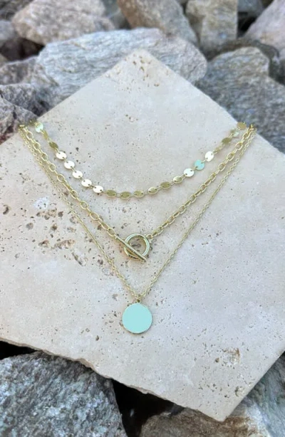 Adornia 14k Gold Plated 3-layer Toggle And Confetti Necklace In Gold
