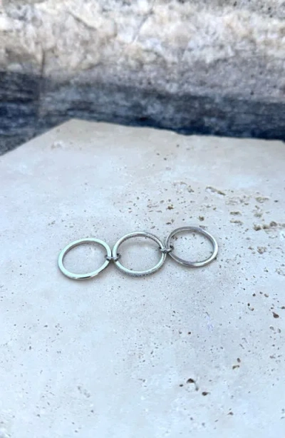 Adornia Silver Plated Cz Connected 3-piece Stack Ring In Metallic