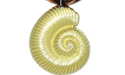 Adornia Plated Shell On Leopard Print Adjustable Necklace In Brown