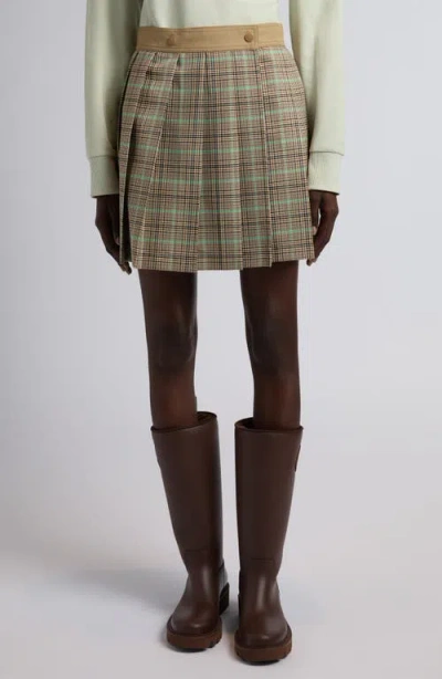 Moncler Women Checked Pleated Mini Skirt In Brown