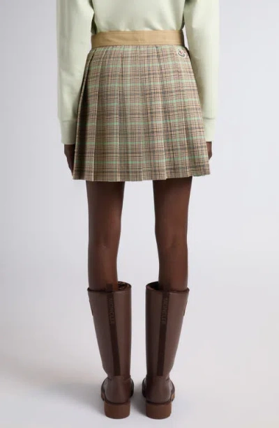 Moncler Women Checked Pleated Mini Skirt In Brown