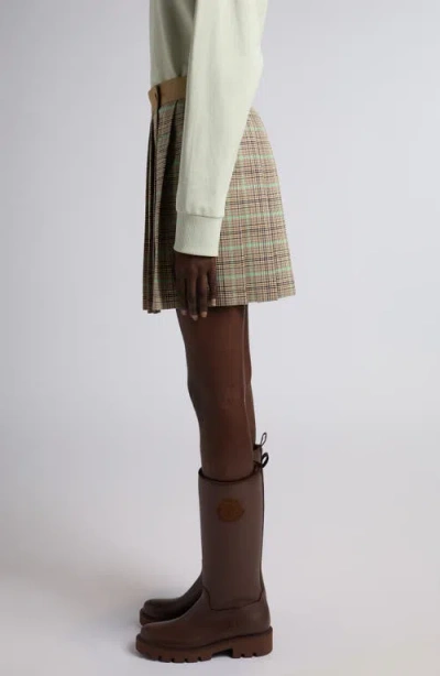 Moncler Women Checked Pleated Mini Skirt In Brown