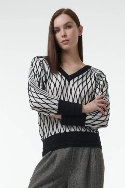 Leem Argyle Mesh Textured Knitted Sweater In Multi