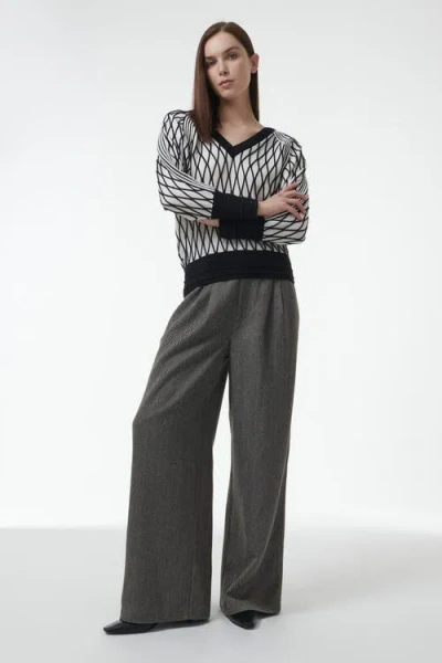 Leem Argyle Mesh Textured Knitted Sweater In Multi