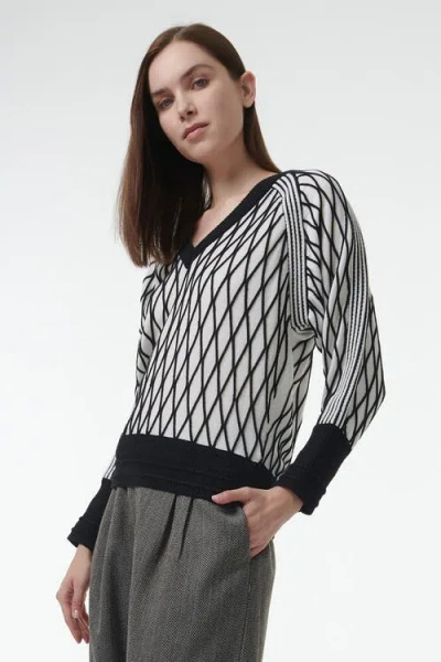 Leem Argyle Mesh Textured Knitted Sweater In Multi