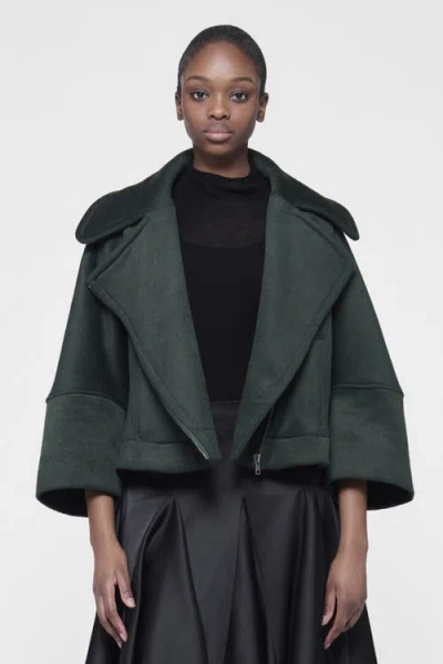 Leem Boxy Biker Jacket In Green