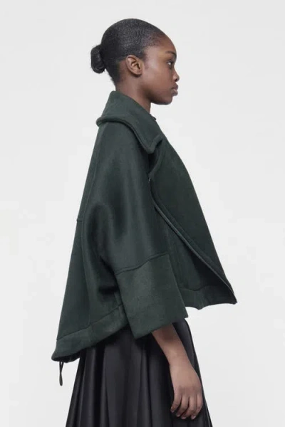 Leem Boxy Biker Jacket In Green