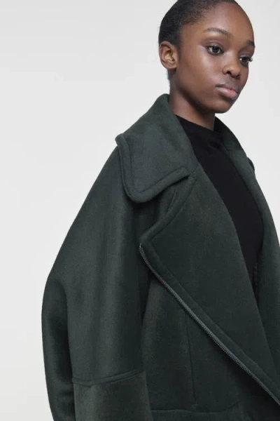 Leem Boxy Biker Jacket In Green