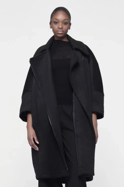 Leem Boxy Biker Coat In Black