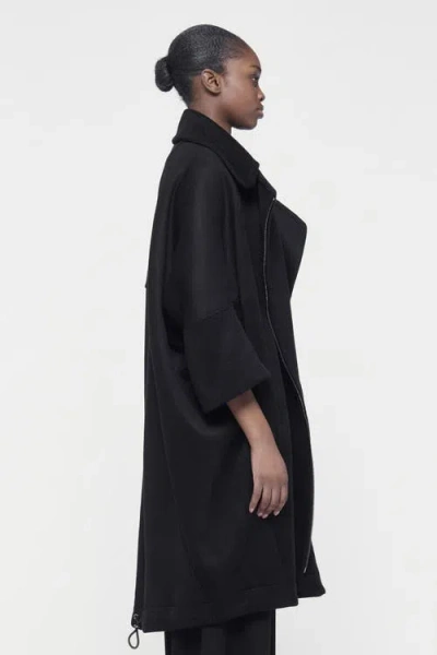 Leem Boxy Biker Coat In Black