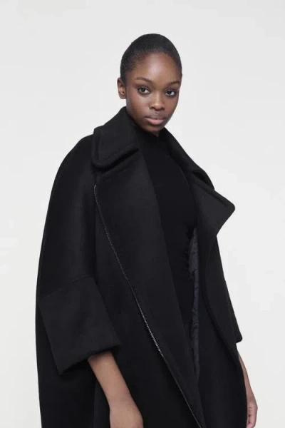 Leem Boxy Biker Coat In Black