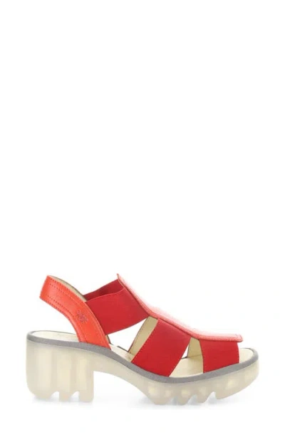 Fly London Teev Platform Sandal In Red