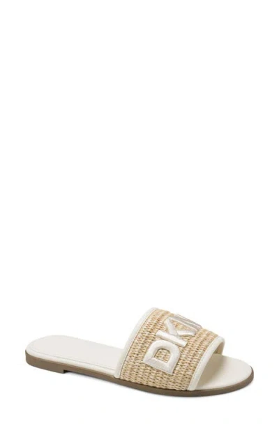 Dkny Logo-embroidered Woven Sandals In White