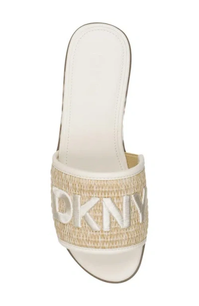 Dkny Logo-embroidered Woven Sandals In White