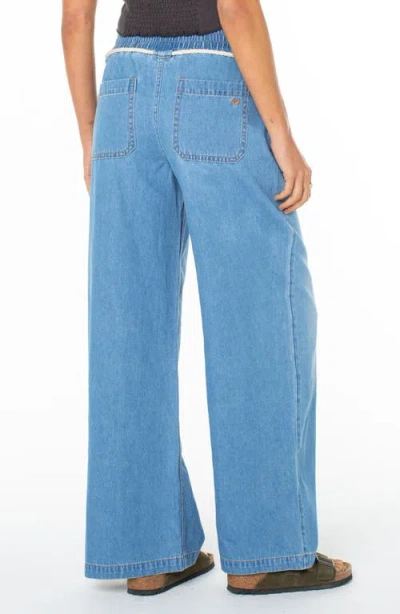 Roxy Paddle On Drawstring Denim Pants In Blue