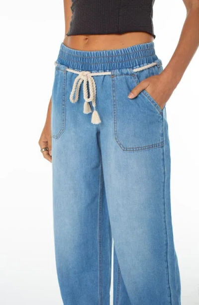 Roxy Paddle On Drawstring Denim Pants In Blue
