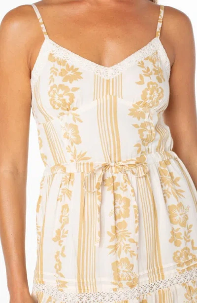 Roxy Azalea Floral Tiered Cotton Midi Dress In Yellow