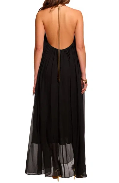 Ramy Brook Rainn Backless Silk Chiffon Trapeze Gown In Black