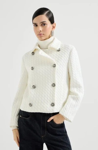 Brunello Cucinelli Cable Knit Blazer In White
