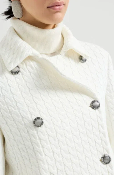 Brunello Cucinelli Cable Knit Blazer In White
