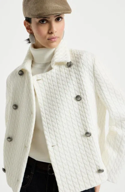 Brunello Cucinelli Cable Knit Blazer In White