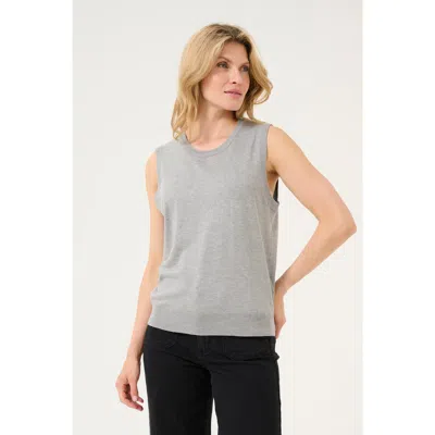 Kaffe Kalizza Round Neck Sleeveless Pullover In Grey Melange In Gray
