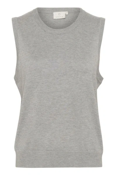 Kaffe Kalizza Round Neck Sleeveless Pullover In Grey Melange In Gray