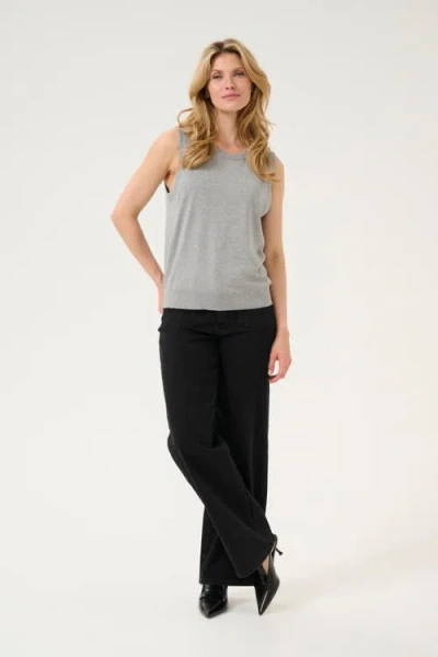 Kaffe Kalizza Round Neck Sleeveless Pullover In Grey Melange In Gray
