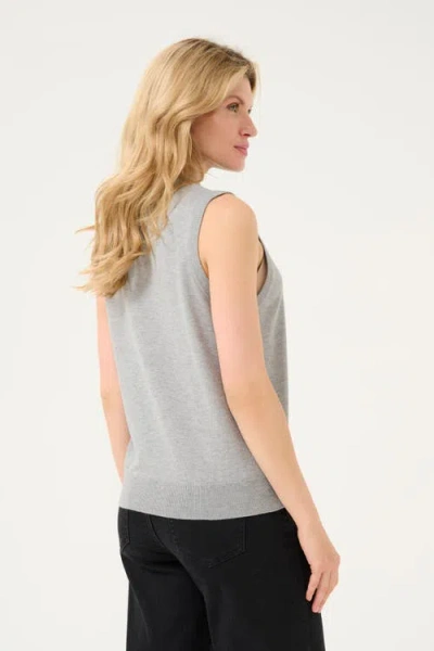 Kaffe Kalizza Round Neck Sleeveless Pullover In Grey Melange In Gray