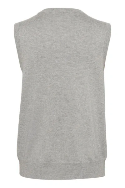 Kaffe Kalizza Round Neck Sleeveless Pullover In Grey Melange In Gray