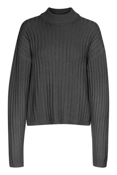 Kaffe Kabess Crew Neck Long Sleeve Pullover In Black